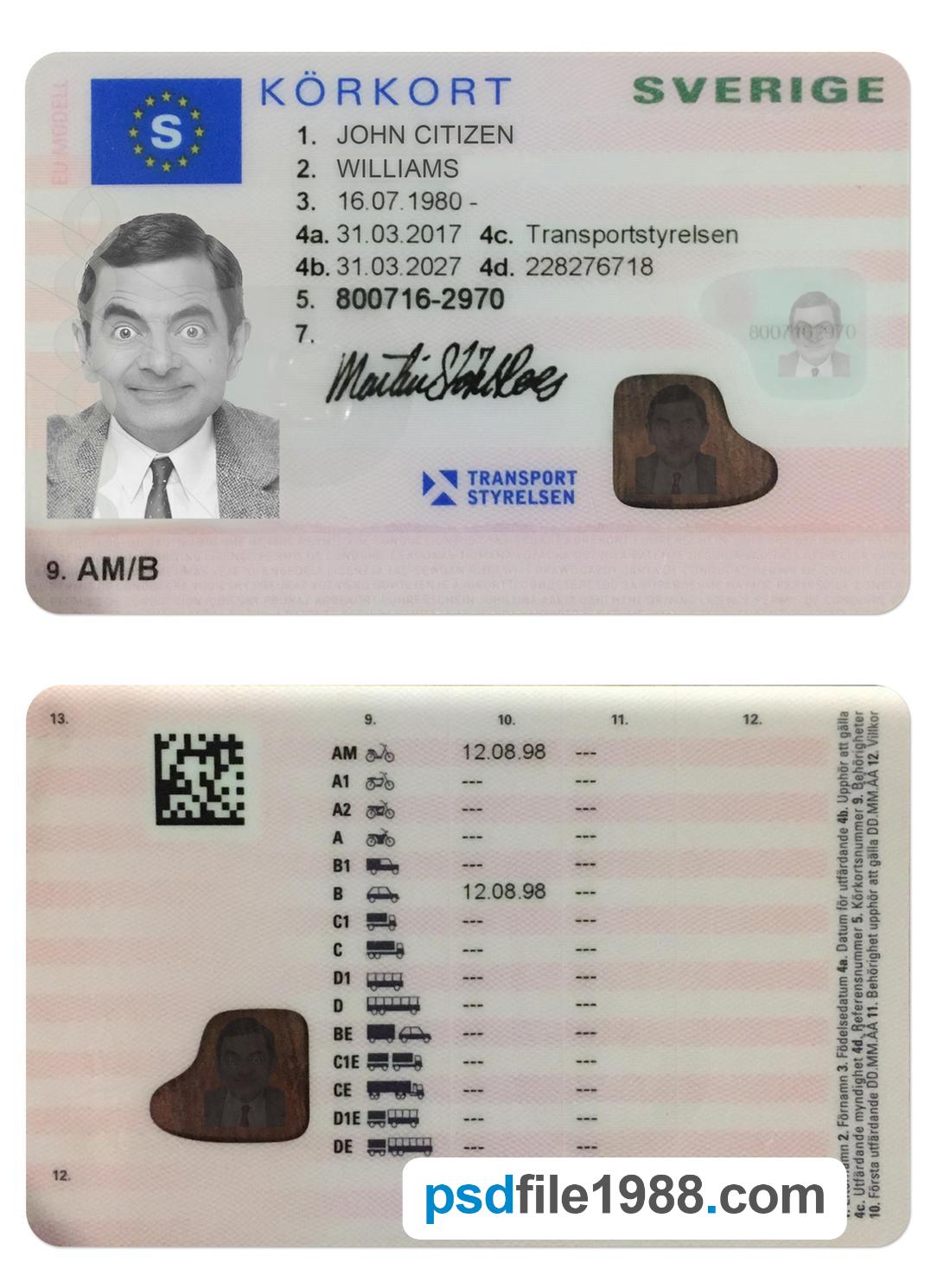 Sweden Driving Licence 2016-Present